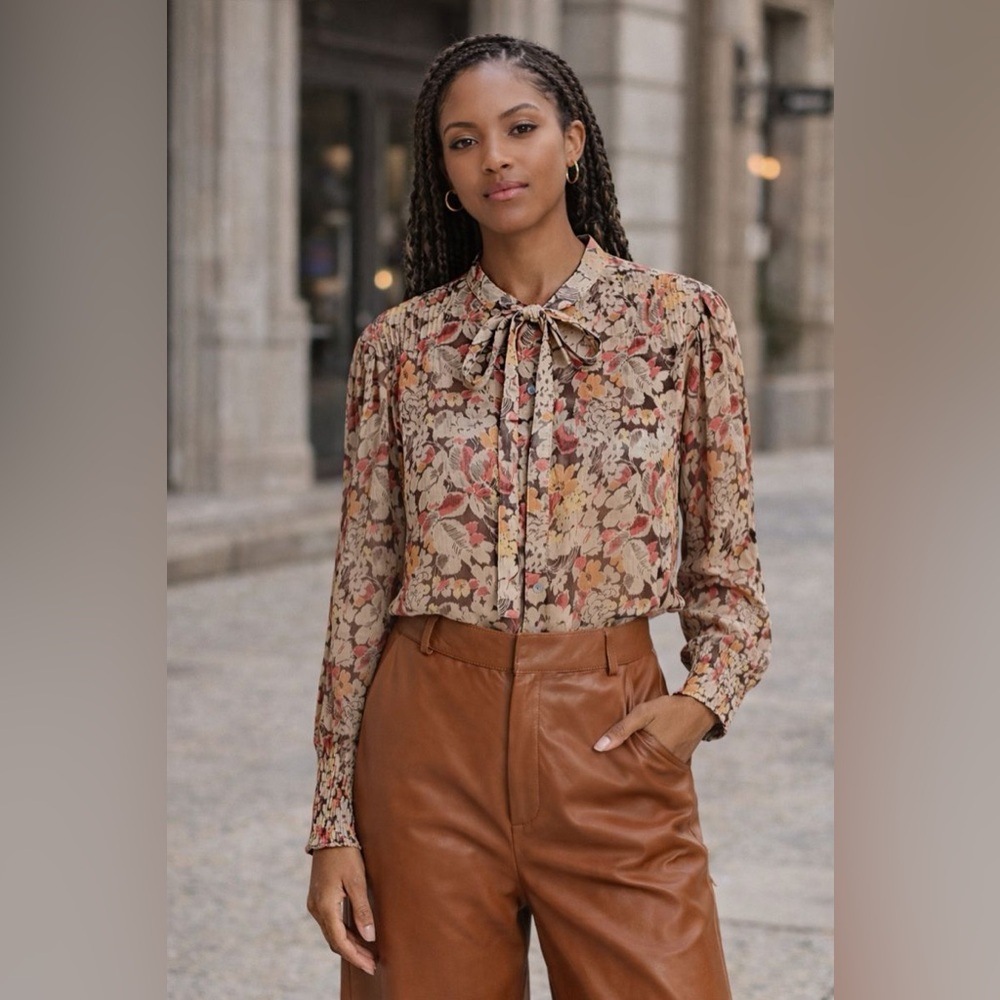 Polo‎ Ralph Lauren Floral Tie-Neck Blouse | Fall Floral